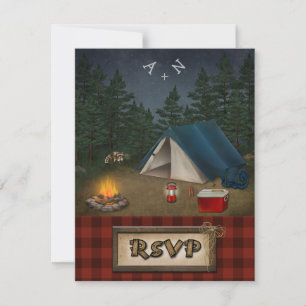 Cartão de Resposta de Casamento Acampamento Glampi