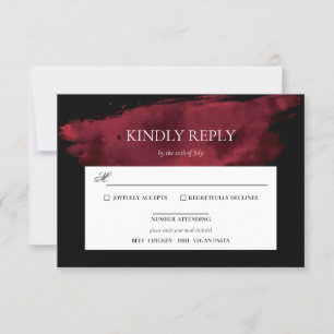 Cartão de Resposta de Casamento Aquarela Vermelho 