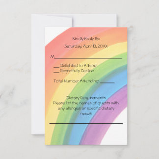 Cartão de Resposta de Casamento Arco-íris Aquarela