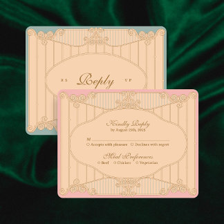 Cartão de Resposta de Casamento Art Nouveau Orname