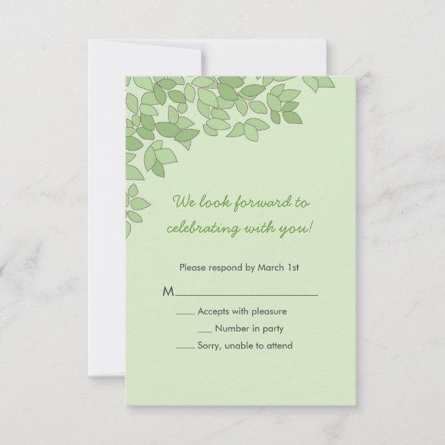 Cartão de Resposta de Casamento Árvore Verde (Frente)