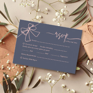 Cartão de Resposta de Casamento Azul com Arco Blus
