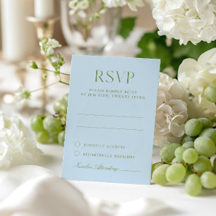 Cartão de Resposta de Casamento Azul e Verde Salvi