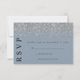Cartão de Resposta de Casamento Azul Empoeirado e 