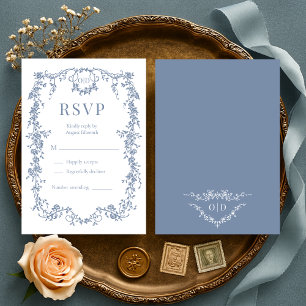 Cartão de Resposta de Casamento Azul Empoeirado Vi