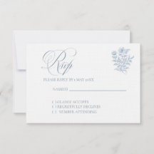 Cartão de resposta de casamento azul francês cláss