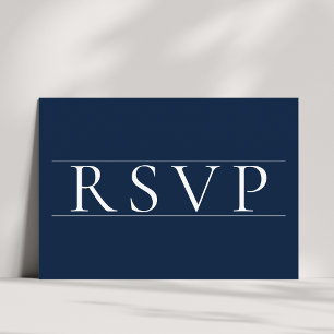 Cartão de Resposta de Casamento Azul Naval Elegant