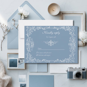 Cartão de Resposta de Casamento Barroco Vintage Da