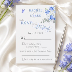 Cartão de Resposta de Casamento Blue Bellflower