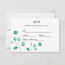 Cartão de Resposta de Casamento Blue Garden Waterc