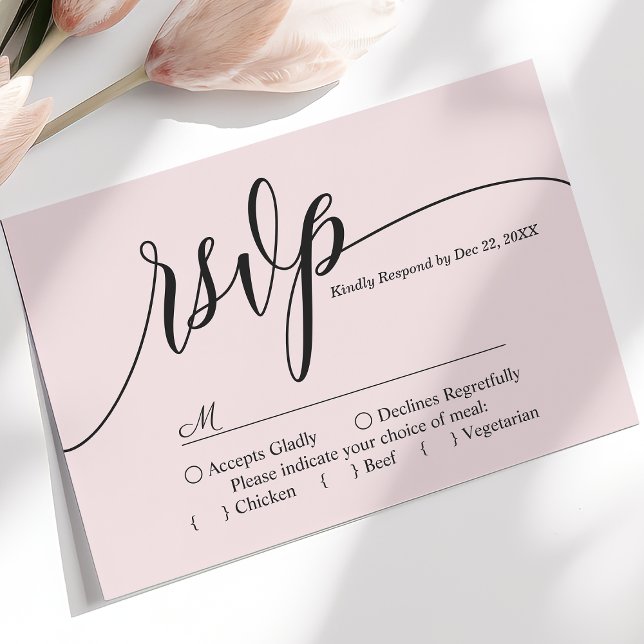 Cartão de Resposta de Casamento Blush Pink com Let (Criador carregado)