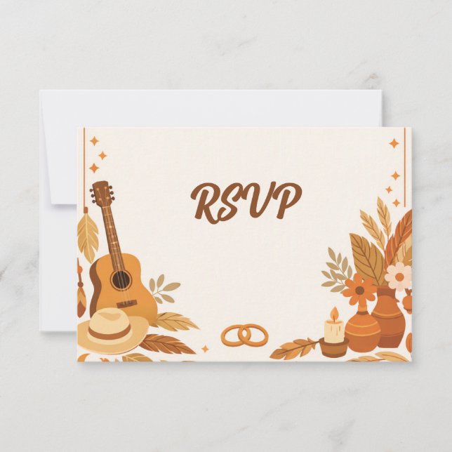 Cartão de Resposta de Casamento Boho (Frente)