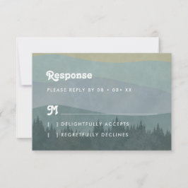 Cartão de Resposta de Casamento Boho Blue Mountain