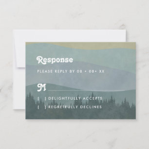 Cartão de Resposta de Casamento Boho Blue Mountain