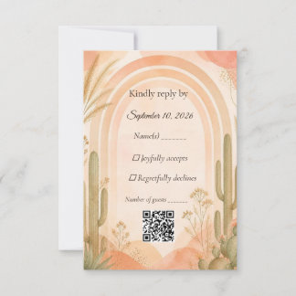 Cartão de Resposta de Casamento Boho Deserto Cactu