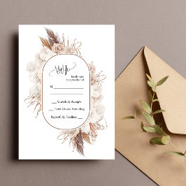 Cartão de Resposta de Casamento Boho Fall Flowers