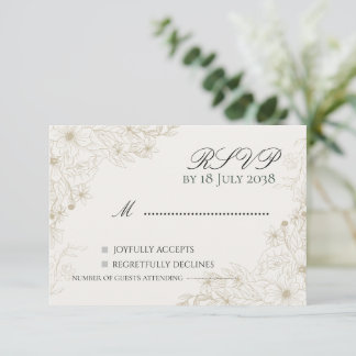 Cartão de Resposta de Casamento Boho Wildflower
