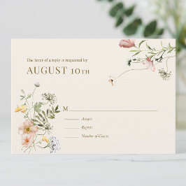 Cartão de Resposta de Casamento Botânico Boho Flor