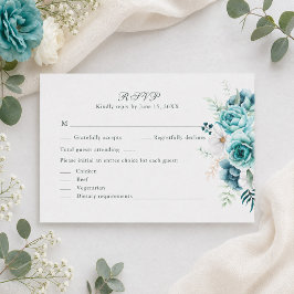 Cartão de Resposta de Casamento Botânico Flor Silv