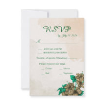 Cartão de Resposta de Casamento Botânico Verde