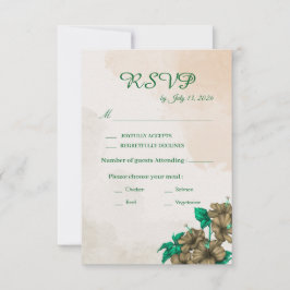 Cartão de Resposta de Casamento Botânico Verde