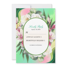 Cartão de Resposta de Casamento Botânico Verde Men