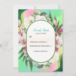 Cartão de Resposta de Casamento Botânico Verde Men