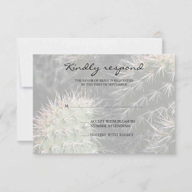 Cartão de Resposta de Casamento Cactus (Frente)