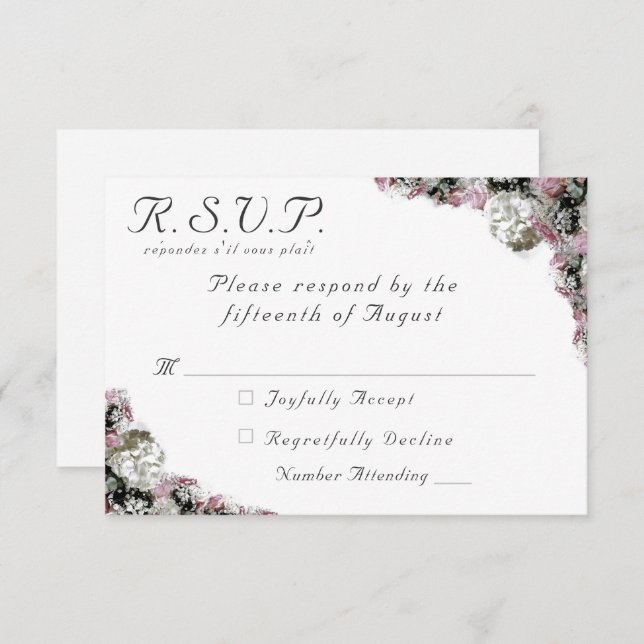 Cartão de Resposta de Casamento Católico Floral, R (Frente/Verso)