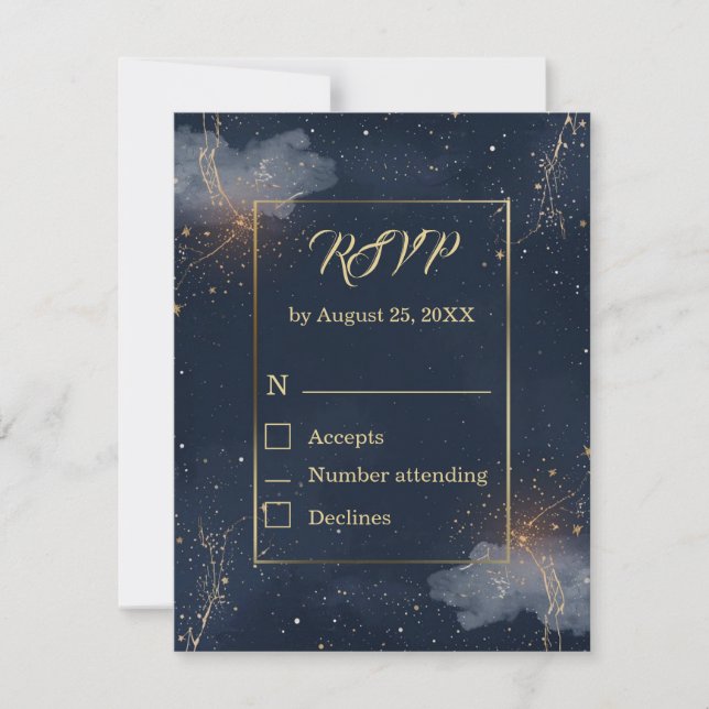 Cartão de Resposta de Casamento Celestial | Estrel (Frente)