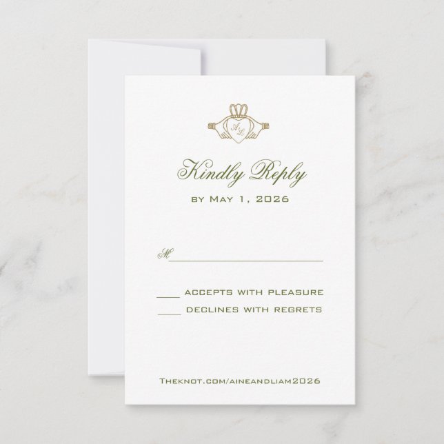 Cartão de resposta de casamento Claddagh (Frente)