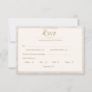 Cartão de Resposta de Casamento Clássico Elegante