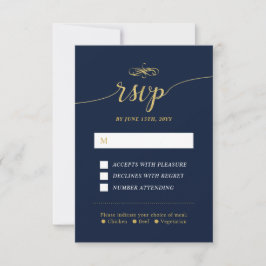 Cartão de Resposta de Casamento Clássico Elegante