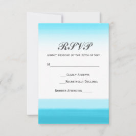 Cartão de Resposta de Casamento com Aquarela Azul