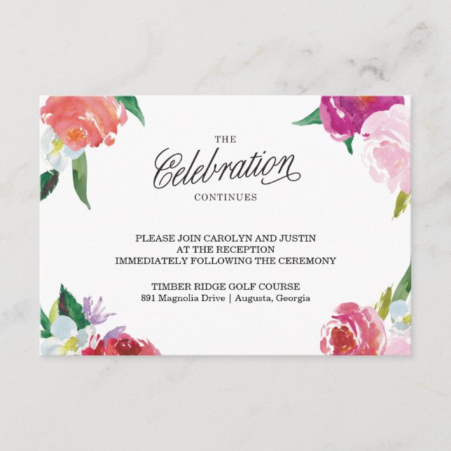 Cartão de Resposta de Casamento com Aquarela Flora (Frente)