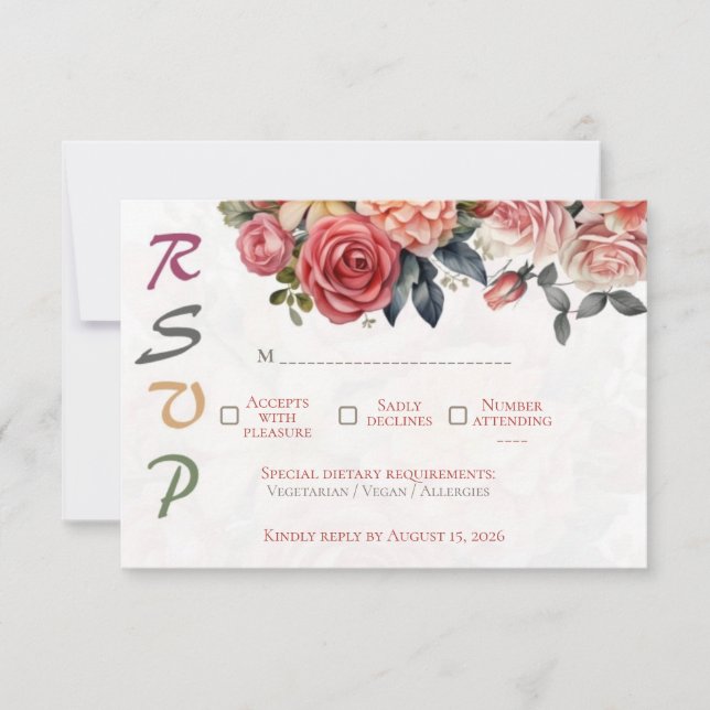 Cartão de Resposta de Casamento com Arco e Laço de (Frente)