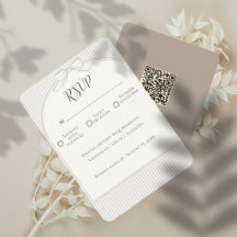 Cartão de Resposta de Casamento com Arco e Laço de