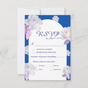 Cartão de Resposta de Casamento com Arco Floral Az