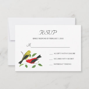 Cartão de Resposta de Casamento com Arte de Pássar