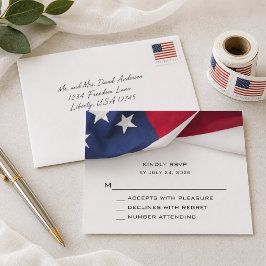 Cartão de Resposta de Casamento com Bandeira Ameri