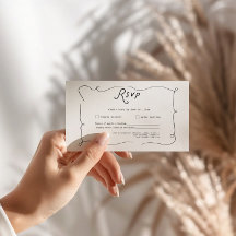 Cartão de Resposta de Casamento com Caligrafia Cap