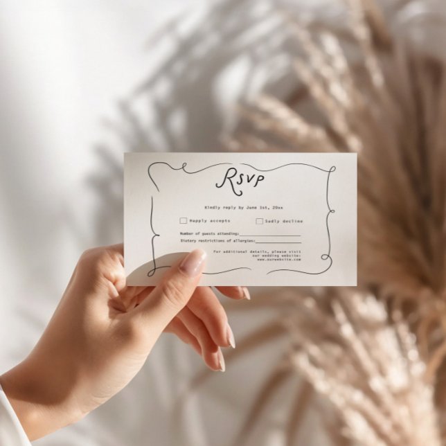 Cartão de Resposta de Casamento com Caligrafia Cap (whimiscal RSVP card)
