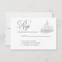 Cartão de Resposta de Casamento com Caligrafia de 