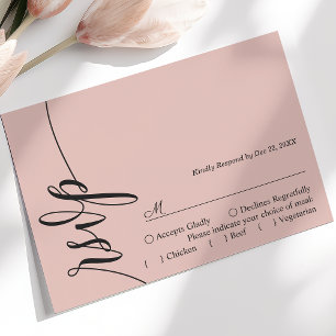 Cartão de Resposta de Casamento com Caligrafia Ele