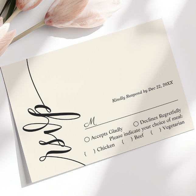 Cartão de Resposta de Casamento com Caligrafia Ele (Criador carregado)