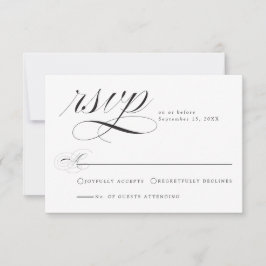 Cartão de Resposta de Casamento com Caligrafia Pre