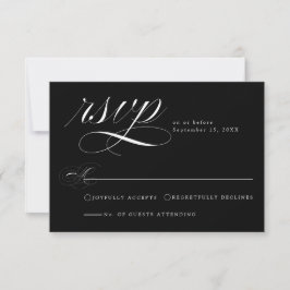 Cartão de Resposta de Casamento com Caligrafia Pre