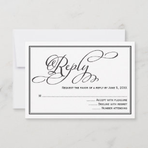 Cartão de Resposta de Casamento com Caligrafia Sim