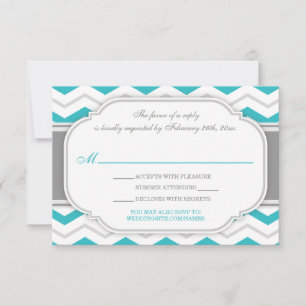 Cartão de Resposta de Casamento com Chevron Turque