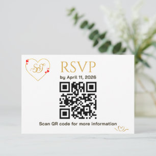 Cartão de Resposta de Casamento com Código QR Cora